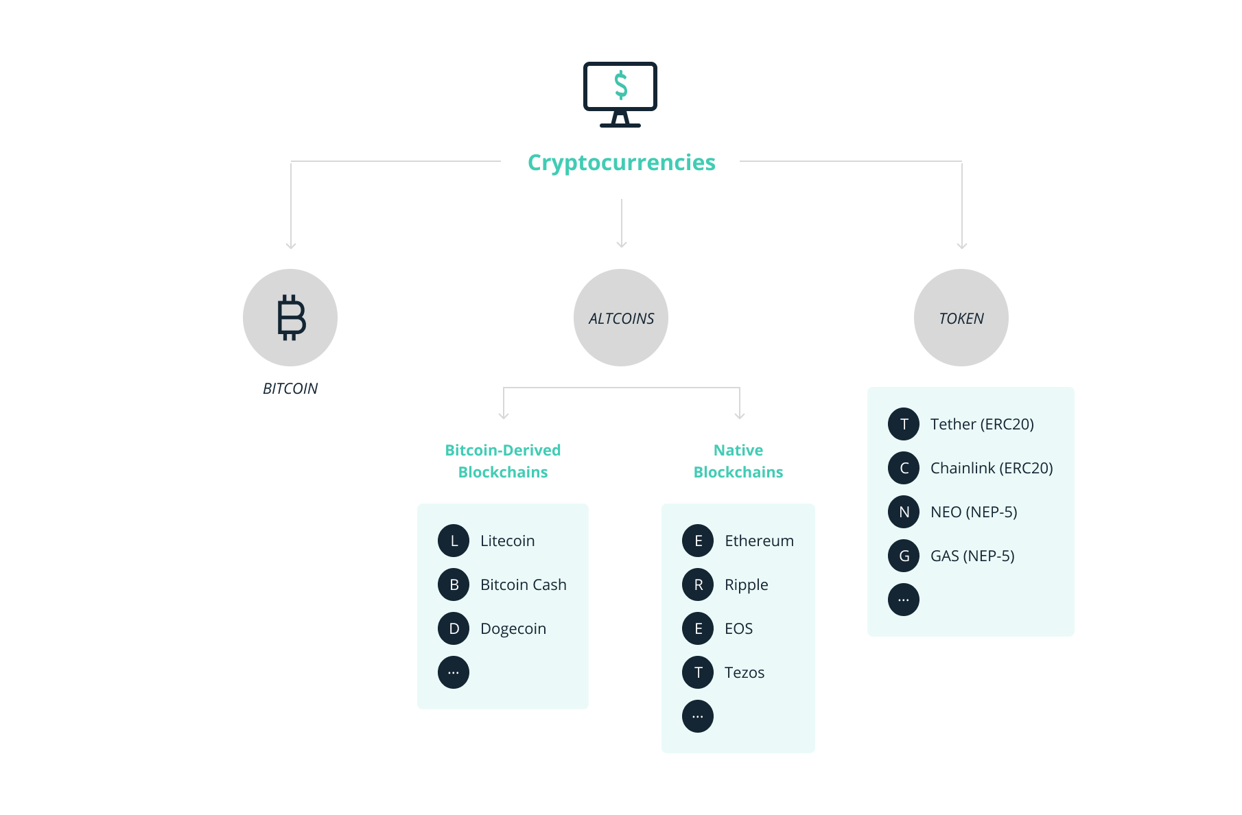 Биткойн, альткойны и токены