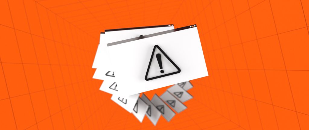 White pop up warning sign on an orange background