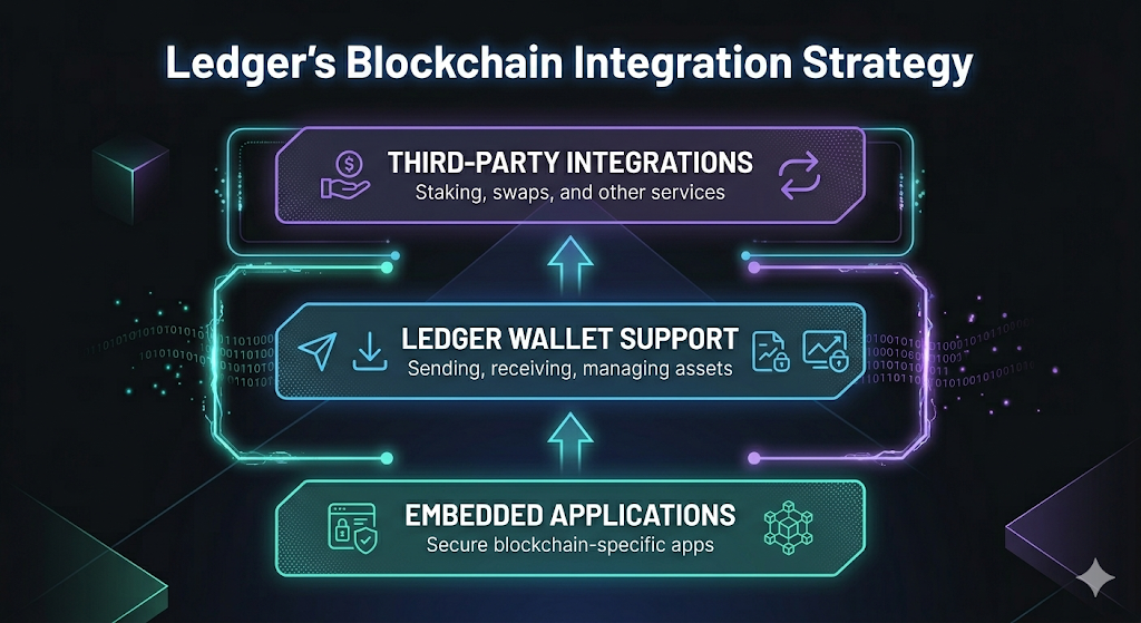 flow chart describing Ledger's blockchain integration strategy